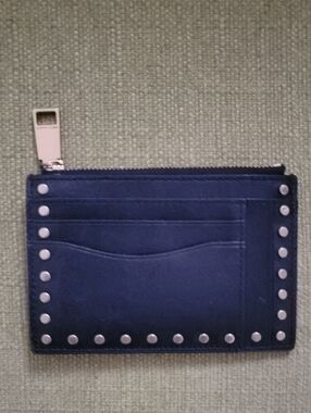 Rebecca Minkoff  Leather Card Case with Gold Zip Pull